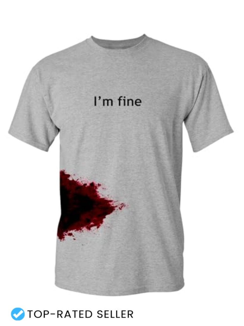 I'm Fine Bloody Halloween Horror Graphic T-Shirt Short Sleeve Tee